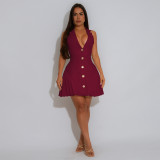 Sexy V-Neck Halter Neck Backless Dress