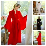 Plus Size Sexy Bell Bottom Sleeve Robe