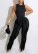 Women Fringe Sleeveless Top and Fringe Patchwork Pants Two-Piece Set