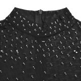 Women Sexy See-Through Mesh Beaded Dress