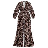 Sexy V-Neck Leopard Print Jumpsuit