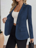 Women Solid Turndown Collar Blazer