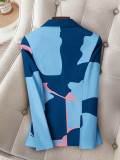 Women Turndown Collar Color Block Elegant OL Wear Blazer