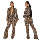 Sexy V-Neck Leopard Print Jumpsuit
