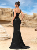 Elegant V-Neck Backless Chiffon Formal Party Maxi Dress