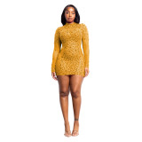 Women Sexy See-Through Mesh Beaded Dress