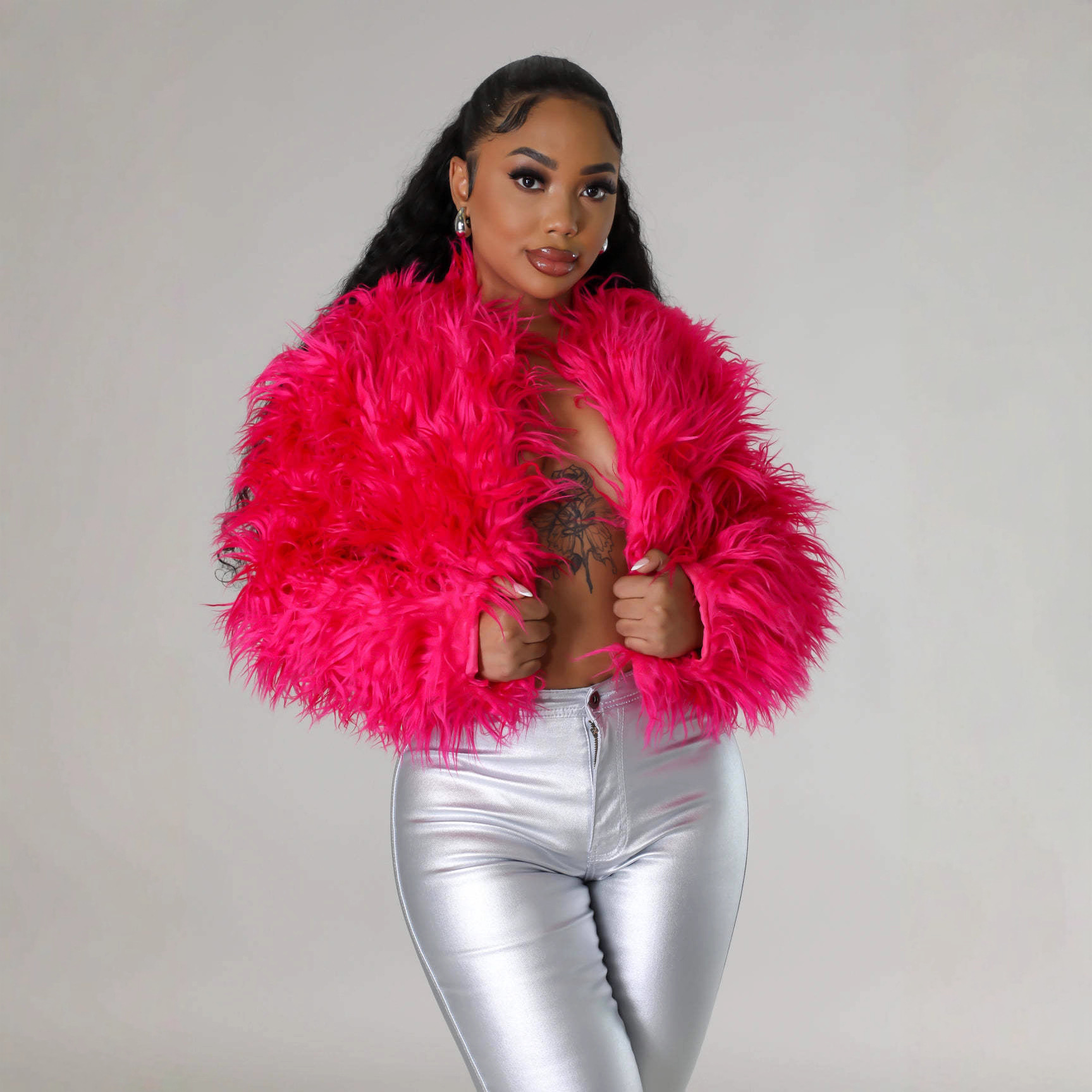 Long-Sleeved Furry Jacket for Autumn & Winter Layering
