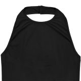 Women Halter Neck Backless Pleated Bodycon Dress