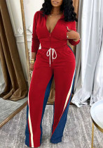 Women Elegant Zipper Long-Sleeved Top and Drawstring Pants Two-Piece Set Women Elegant Zipper Long-Sleeved Top and Drawstring Pants Two-Piece Set