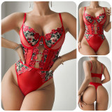 Women Sexy Rose Lace Bodysuit Shaping Lingerie