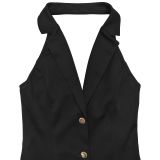 Sexy V-Neck Halter Neck Backless Dress