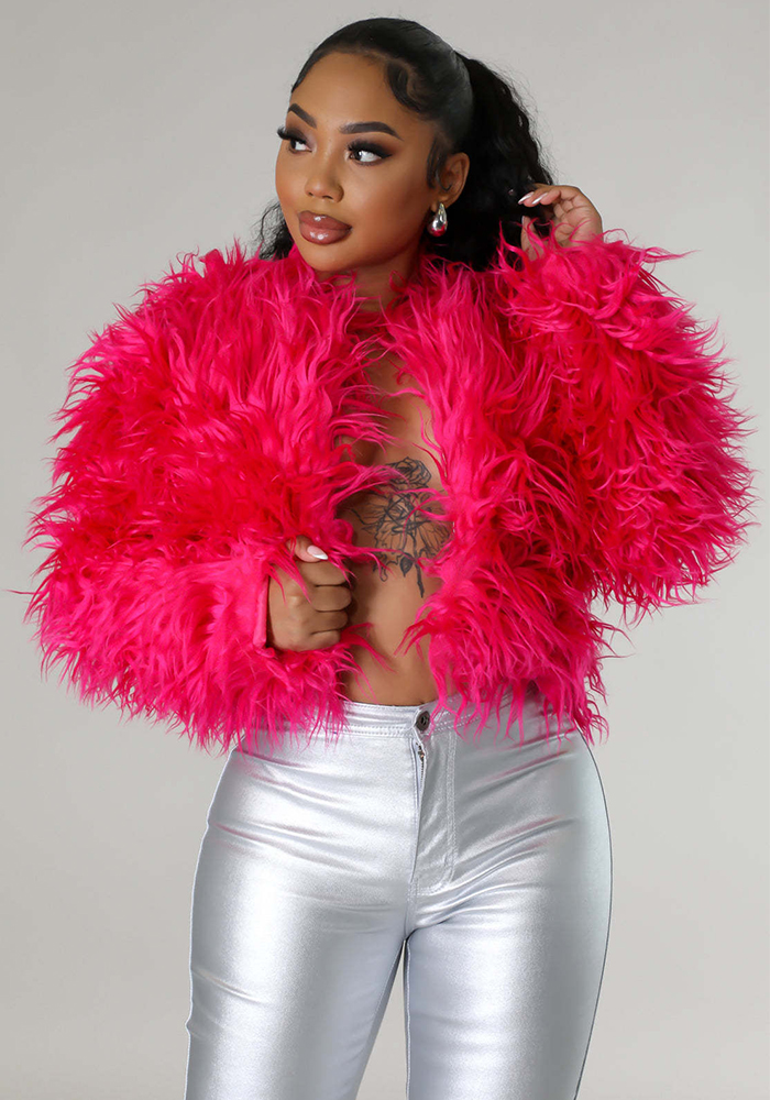 Long-Sleeved Furry Jacket for Autumn & Winter Layering