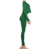 Summer Women's Fashion Sexy Draped Neck Slim Waist Bodycon Solid Color Jumpsuit