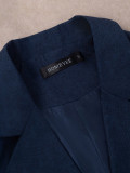 Women Solid Turndown Collar Blazer