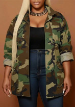 Women Long-Sleeved Camouflage Print Jacket