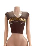 Women Short Letter Crop T-Shirt Top