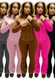 Women Casual Sexy Long-Sleeved Top and Bell Bottom Pant Two-Piece Set