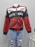 Women Casual Racing Print Jacket Coat