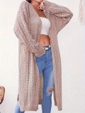 Women Long Loose Casual Open Front Solid Knitted Cardigan Sweater Coat
