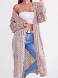 Women Long Loose Casual Open Front Solid Knitted Cardigan Sweater Coat