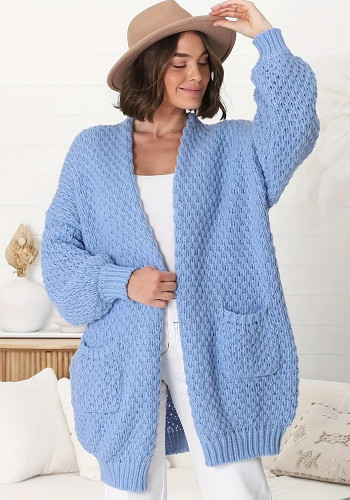 Autumn Winter Plus Size Women Loose Solid Knitted Cardigan Sweater Coat
