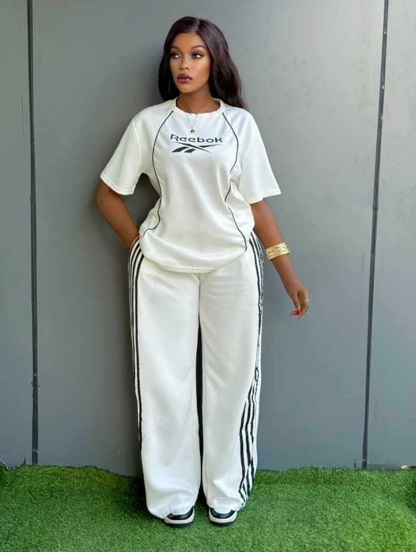 Women Embroidered Casual Short Sleeve Two Piece Pants Set