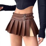 Women Sexy Pleated Solid Mini Short Skirt
