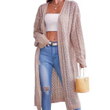 Women Long Loose Casual Open Front Solid Knitted Cardigan Sweater Coat