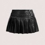 Women Sexy Pleated Solid Mini Short Skirt