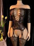 Women Sexy Mesh Temptation Christmas Bodystocking Off Shoulder Lingerie