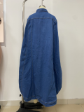 Women's Loose Batwing Front Short Back Long Denim Jacket