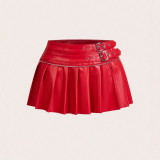 Women Sexy Pleated Solid Mini Short Skirt