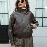 Winter Women Sherpa Turndown Collar Short Coat Jacket