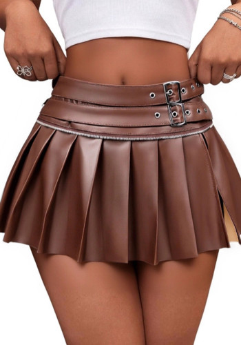 Women Sexy Pleated Solid Mini Short Skirt