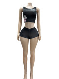 Fashion Printed Short Sleeves Tank Top Shorts Two Piece Set