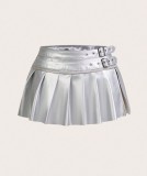 Women Sexy Pleated Solid Mini Short Skirt