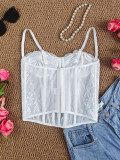 Women Black Lace Patchwork Corset, Sexy Basics Bra Top