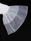 Plus Size Women Stand Collar See Through Ruffle Sleeve Fashion Career Blouse Top