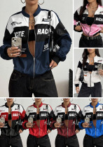 Women Casual Racing Print Jacket Coat
