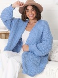 Autumn Winter Plus Size Women Loose Solid Knitted Cardigan Sweater Coat