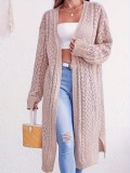Women Long Loose Casual Open Front Solid Knitted Cardigan Sweater Coat