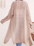 Women Long Loose Casual Open Front Solid Knitted Cardigan Sweater Coat