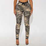 Women Autumn/Winter Lace Print Basic Stretchy Casual Pant