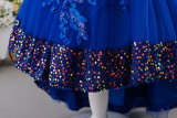 Girls' Mesh Sequin Train Princess Dress