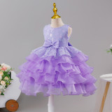 Girls Sequined Puffy Mesh Cake Princess Dress