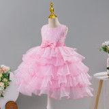 Girls Sequined Puffy Mesh Cake Princess Dress