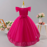 Girls' Mesh Sequin Train Princess Dress