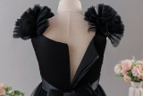 Girls' Sequin Birthday Formal Party Dress with Bow Sequin Suspender Train Princess Dress