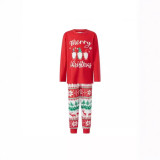 Women Christmas Reindeer Print Family Wear Long-Sleeved Pajamas Two-Piece Set