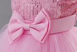 Girls' Double Layer Mesh Bow Dress